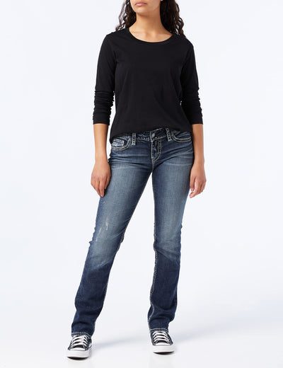 Silver Jeans Co. Ladies Suki Mid Rise Straight Leg Jeans, Waist Sizes 24-36