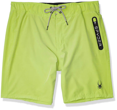 Spyder Men's Standard Quick Dry Board Short Lightweight Stretch Zip Logo 9" Swim Trunk, Electric Lime, Medium