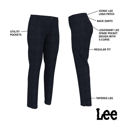Lee Women's Legendary Regular Fit Tapered Utility Pant, Sky Captain, 14