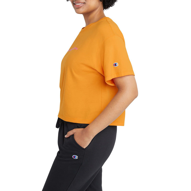 Champion Womens Cropped Tee, L, Butterscotch Bliss