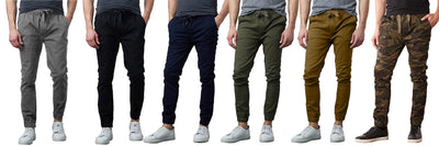 Galaxy by Harvic Men's Basic Stretch Twill Joggers Olive