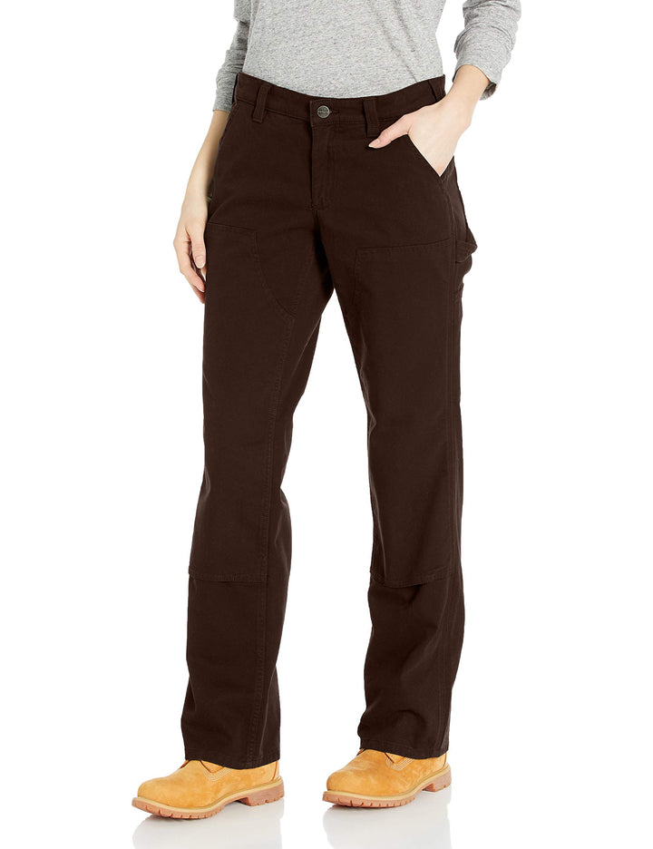 Carhartt Women's Rugged Flex Loose Fit Canvas Double-Front Work Pant, Dark Brown, 16 Tall