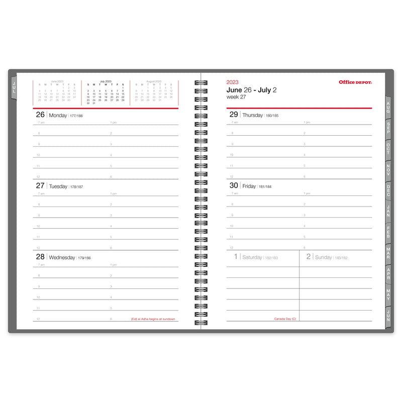 2023-2024 Office Depot® Brand Weekly/Monthly Academic Planner, 5" x 8", 30% Recycled, Gray, July 2023 to June 2024
