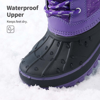 DREAM PAIRS Boys Faux Fur-Lined Insulated Waterproof Winter Snow Boots Kriver-3 Purple 2 Little Kid