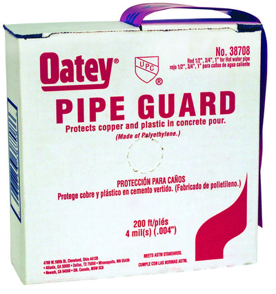 Oatey 38708 Pipe Guard Tape, 4 Mil Sleeve, Polyethylene, 1/2-Inch, 3/4-Inch, 1-Inch, Red