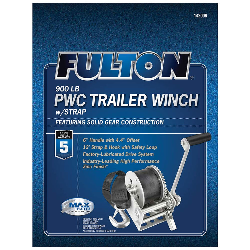 FULTON WINCH, 900 LBS., SINGLE-SPEED FOR PWC, W/12&
