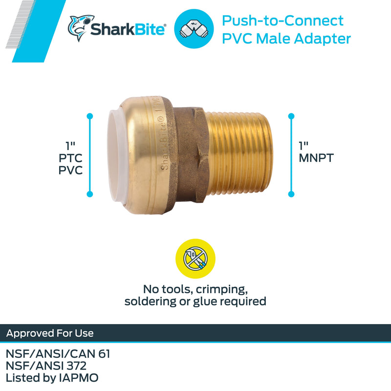 SHARKBITE/CASH ACME UIP140A 1x1 PVC MNPT Connector