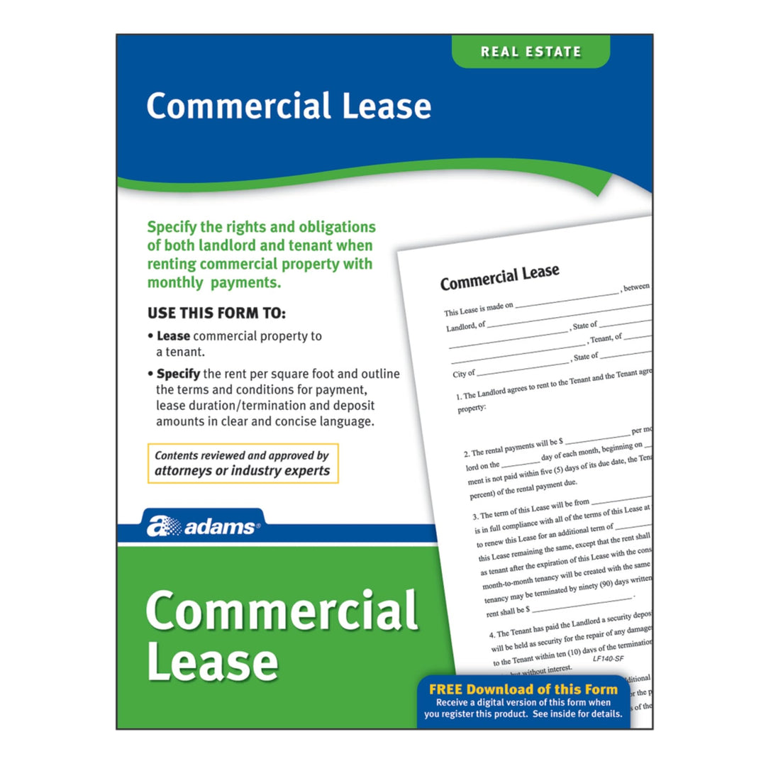 Adams Commercial Lease, Forms and Instructions (LF140),White