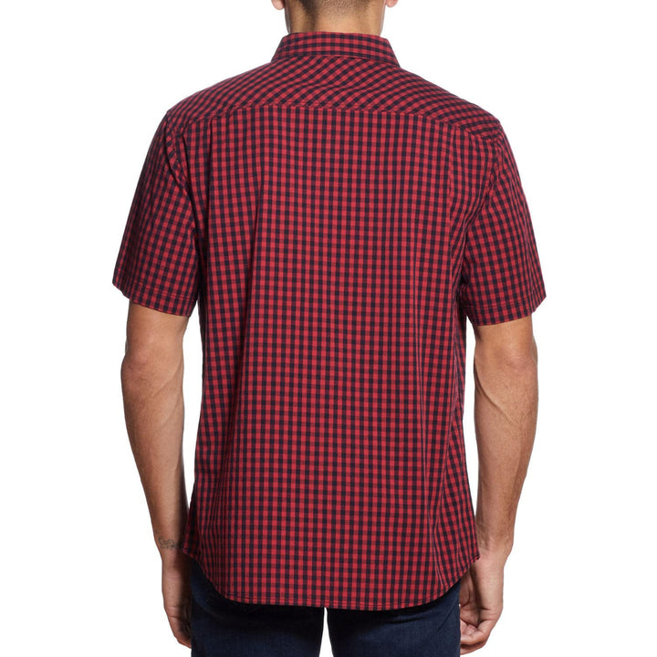 Weatherproof WP Men's Short Sleeve Woven Shirt- Red X-Large