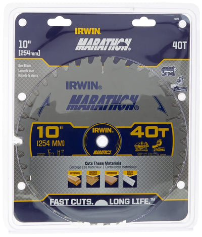 Irwin Marathon 10 in. Dia. x 5/8 in. Carbide Miter and Table Saw Blade 40 teeth 1 pc.