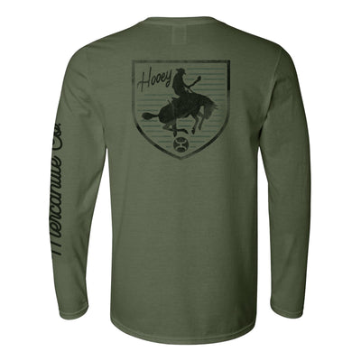 Hooey Men's Standard Graphic T-Shirt, Western Inspired Long & Short-Sleeved Tees, Horse Shield (Military Green), XX-Large
