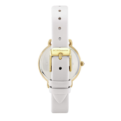 BCBGGENERATION Women's Classic Japanese-Quartz Watch with Leather-Synthetic Strap, White, 13.5