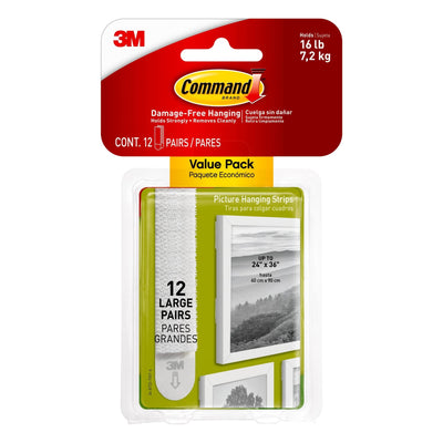 Command Picture Hanging Strips, White, Large, 12-Pk.