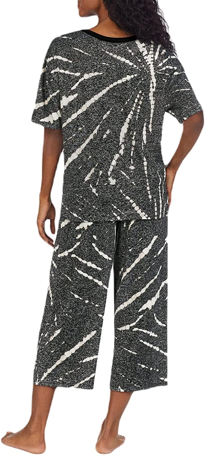 DKNY Ladies Capri PJ Set (as1, alpha, s, regular, Standard, Black Tie Dye, s)