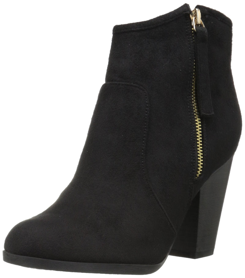 Brinley Co Womens Faux Suede High Heel Ankle Boots Black, 6 Wide Width US