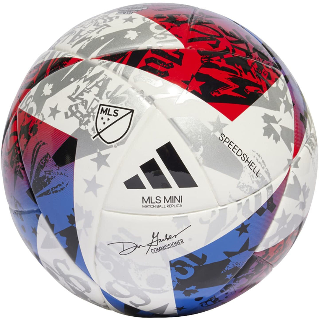 adidas MLS Mini Soccer Ball, White/Blue/Red, 3