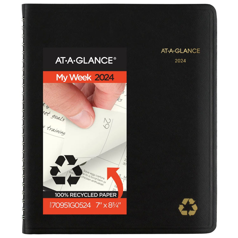 AT-A-GLANCE Recycled 2024 Weekly Monthly Appointment Book Planner Black Medium 7