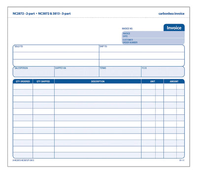 Adams® Carbonless Invoice Unit Sets, 2-Part, 8 1/2" x 7 7/16", Multicolor, Carton Of 100 Sets