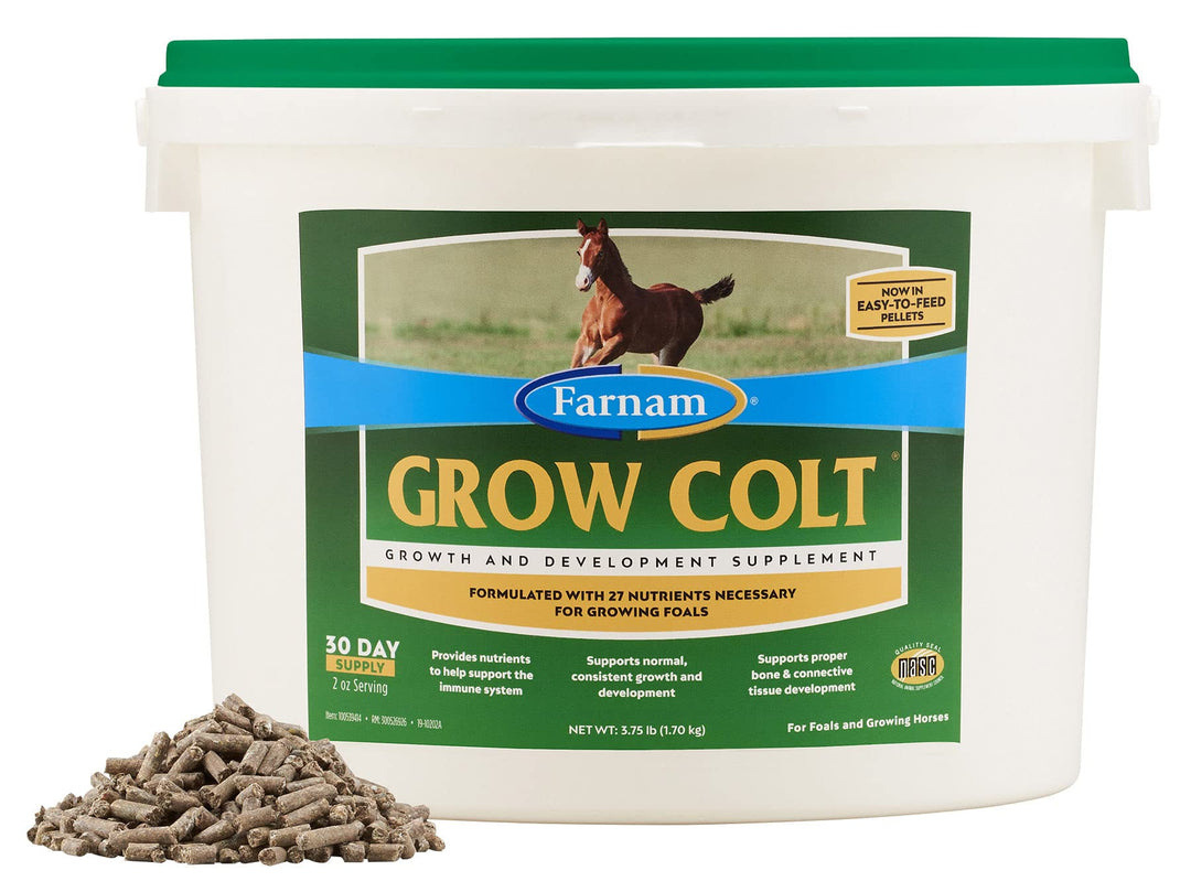 Farnam Grow Colt Supplement for Growth & Development, Supports Normal, consistent Growth in First Years of foal's Life, 3.75 lbs., 30 Day Supply