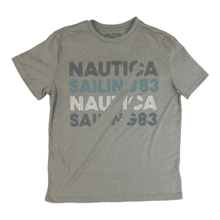 Nautica Men s Crewneck Graphic Ribbed Collar Cotton T-Shirt (Grey Heather  XL)