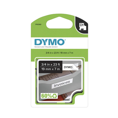 DYMO® D1 1761260 Black-On-White Tape, 0.75" x 23'