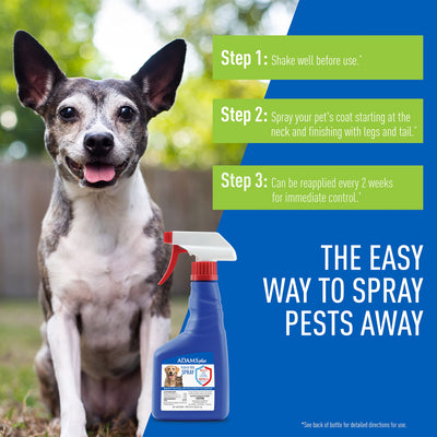 Adams Plus Flea & Tick Spray For Dogs and Cats | Kills Adult Fleas, Flea Eggs, Flea Larvae, Ticks, and Repels Mosquitoes For Up To 2 Weeks | Controls Reinfestation For Up To 2 Months | 16 Oz
