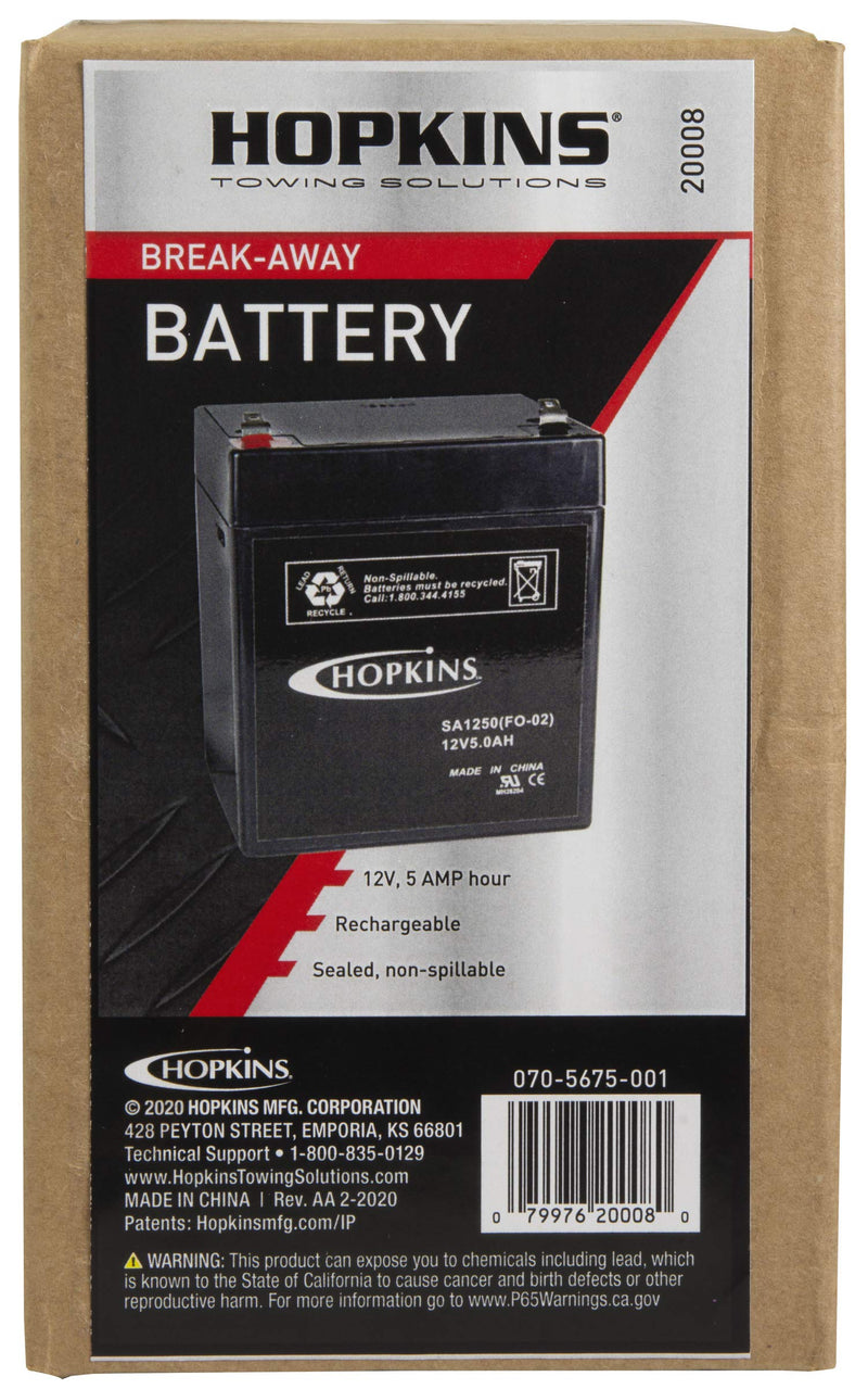 Hopkins 20008, 12 Volt Battery for Trailer Break Away kits