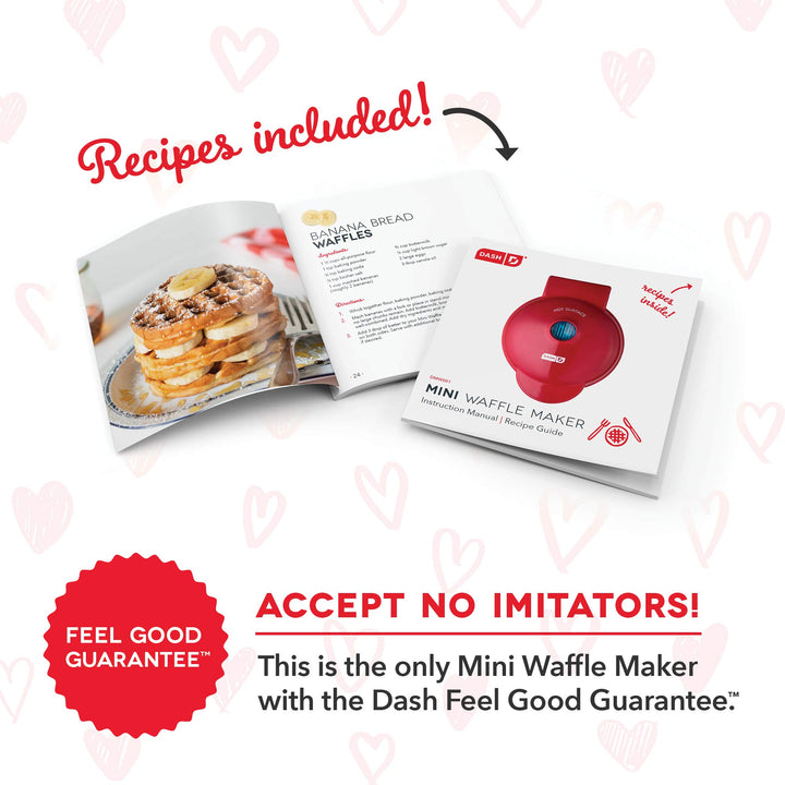 DASH Mini Waffle Maker Machine for Individual, Red Heart 4 Inch