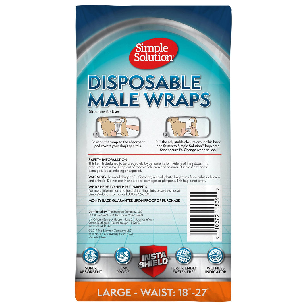 Simple Solution Disposable Dog Diapers for Male Dogs |Large | 12 Count