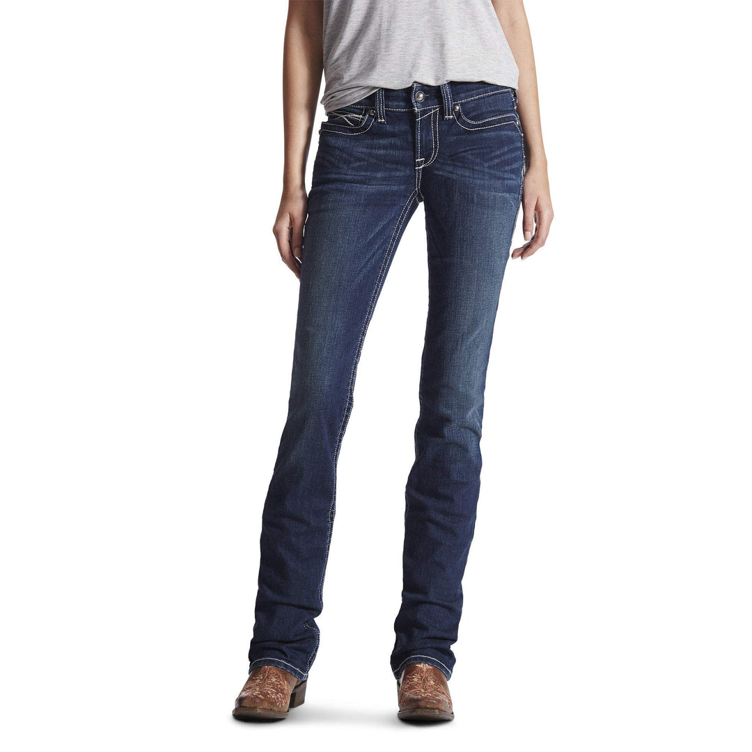 ARIAT womens R.e.a.l. Mid Rise Stretch Icon Stackable Straight Leg Jean, Rainstorm, 29 Regular
