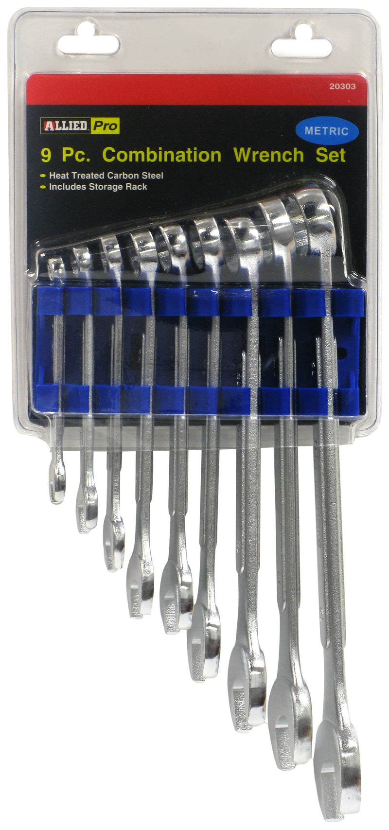 Allied 20303 Metric Full Polished Combination Wrench Set - 9 Piece