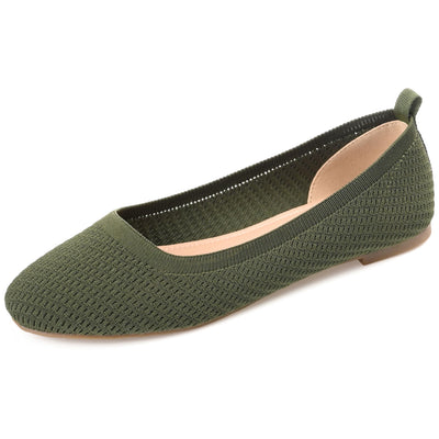 Journee Collection Womens Maryann Ballet Flat with Knit Fabric Uppers and Round Toe, Green, 6