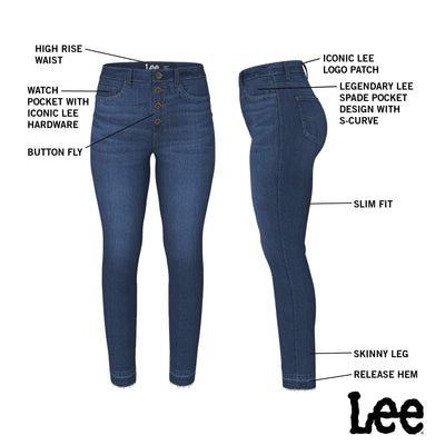 Lee Women's Slim Fit High Rise with Button Fly & Released Hem Jean, Seattle, 8