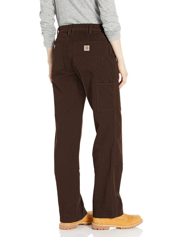 Carhartt Women's Rugged Flex Loose Fit Canvas Double-Front Work Pant, Dark Brown, 16 Tall