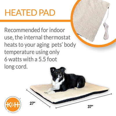 K&H Pet Products Ortho Thermo-Bed Dog Bed, Large, Fleece