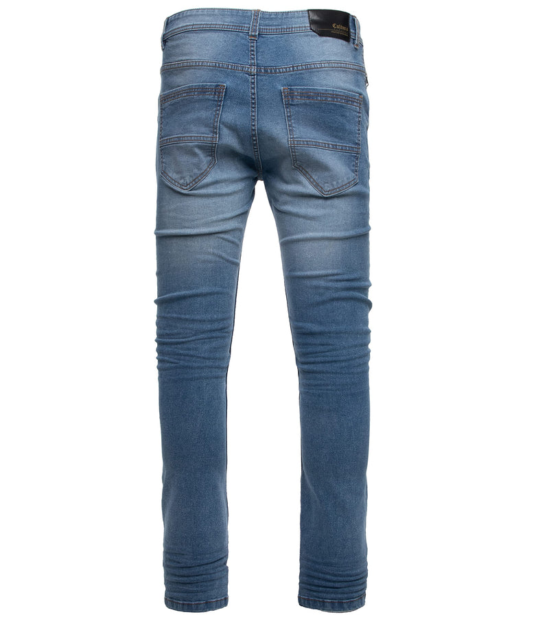 CULTURA AZURE Mens Basic Casual Stretch Washed Denim Jeans Flex Skinny Slim Fit Tapered Leg Big & Tall Size, 99215 - Med Blue, 34W x 30L