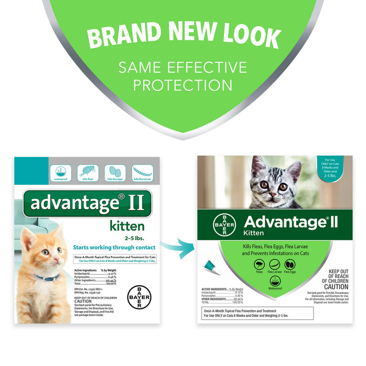 Bayer Advantage II Kitten Flea Treatment for Kittens, 2 - 5 lb, 4 doses