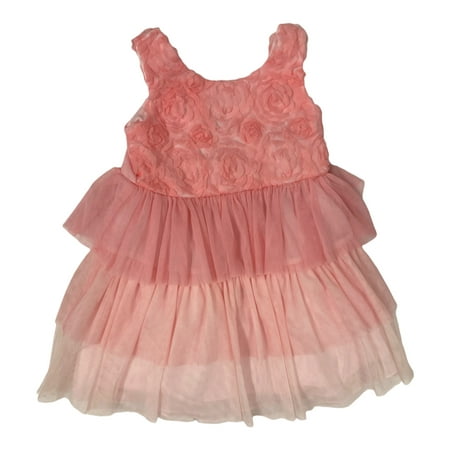 Bonnie Jean Girl s Party Ruffled Tiered Petticoat Knee Length Dress (12M)