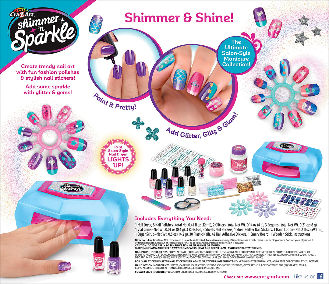 Shimmer'n Sparkle Ultimate Glitter Nail Designer Kit with Polish, Glitter, Gems and Stickers by CRA-Z-Art