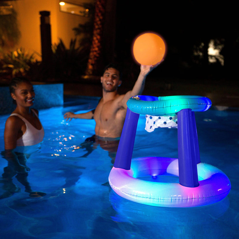 PoolCandy 2 or More Players Illuminated Floating LED Pool Basketball Set
