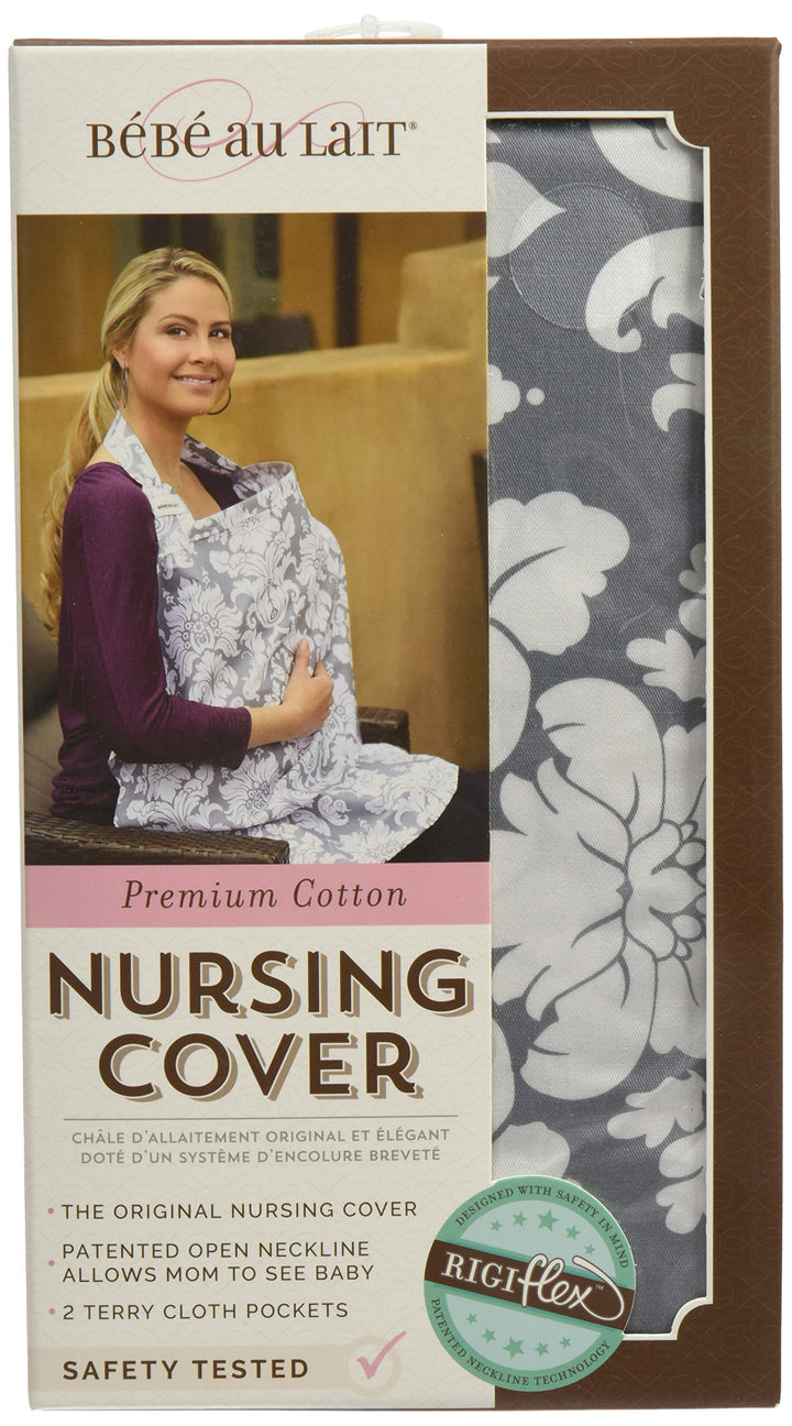 Bebe au Lait Premium Cotton Nursing Cover, One Size Fits All - Chateau Silver