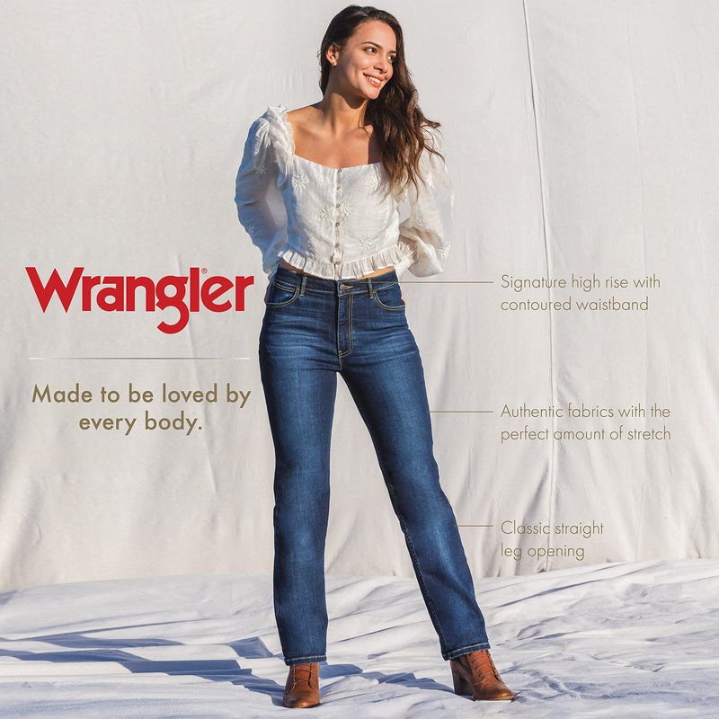 Wrangler womens High Rise True Straight Fit Jeans, Ocean Medium, 2 1 US