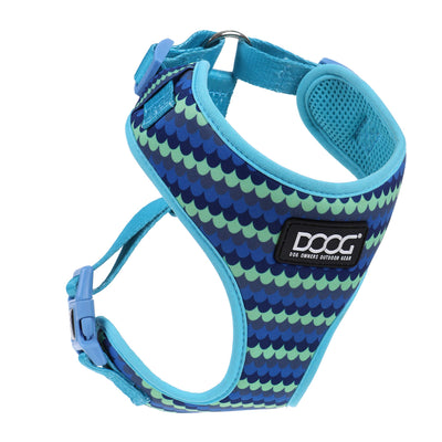 DOOG - All Weather 'Neoflex" Dog Harness,Flexible Neoprene Breathable Mesh Padding Easy Fit Small,Medium,Large,XL Soft Comfortable 2 Point Adjustable Leash Training Run Walk Swim,Blue/Aqua,HARN1SOFT-L