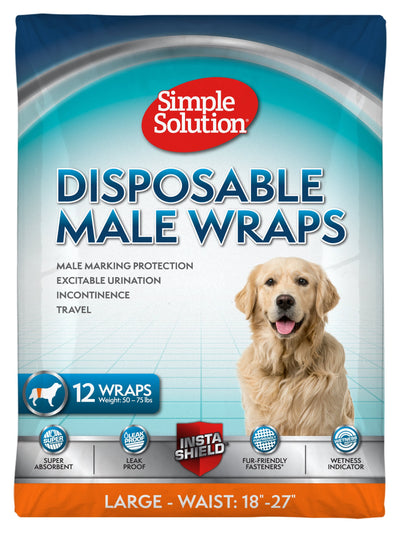 Simple Solution Disposable Dog Diapers for Male Dogs |Large | 12 Count