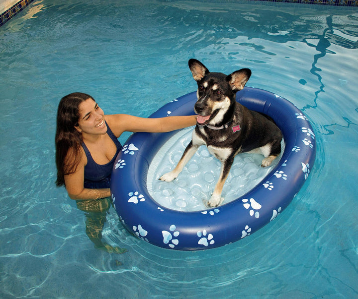 PoolCandy Inflatable Pet Float - Easy Set Up Doggy Pool Floats (Up-to 100LB)