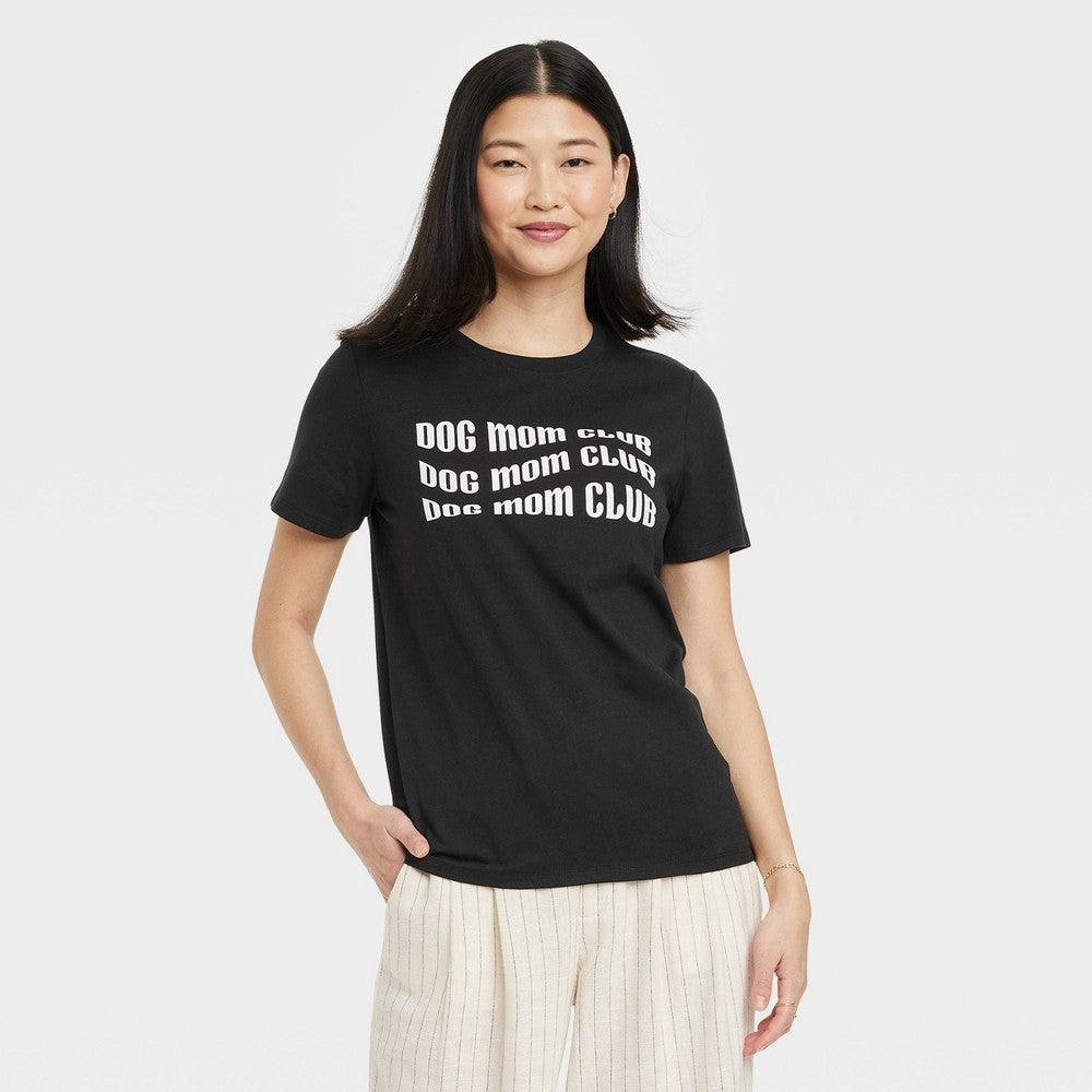 Women's Dog Mom Club Short Sleeve Graphic T-Shirt - Black M