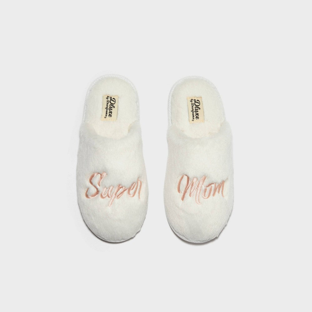 dluxe by dearfoams Women's Mother's Day Super Mom Slippers - Cream L, Ivory