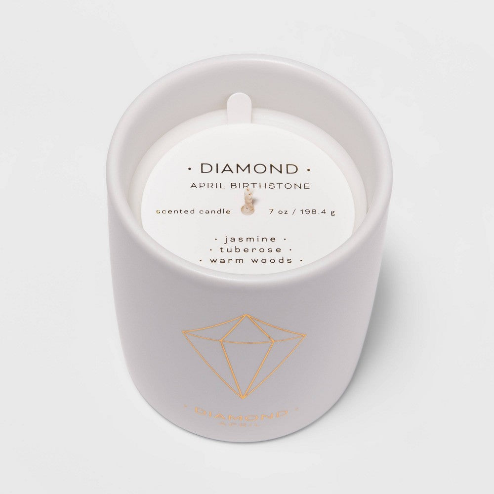 7oz Ceramic Jar Diamond Candle (April Birthstone) - Project 62