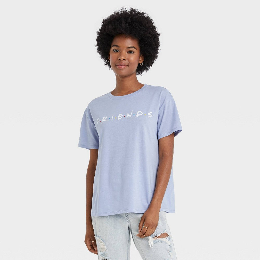 Women's Friends Logo Short Sleeve Graphic T-Shirt - Light Blue M