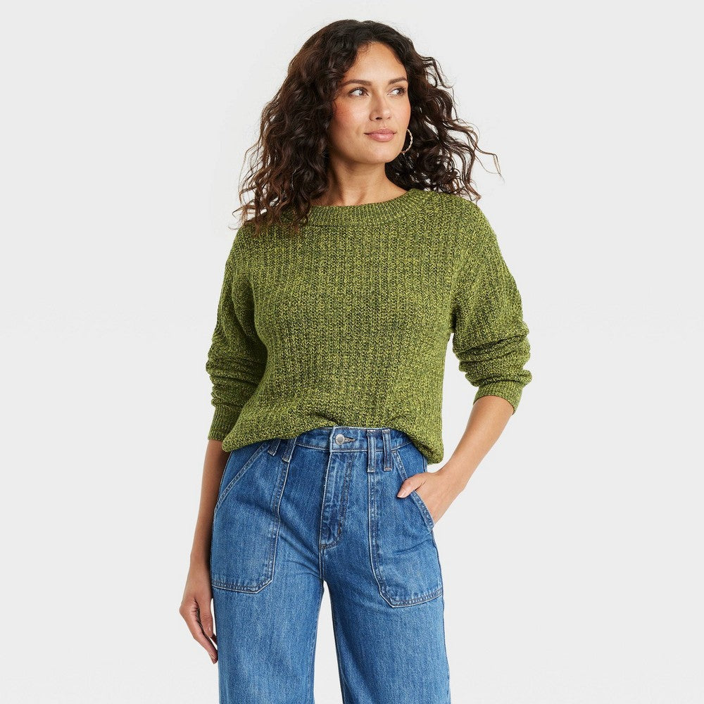 Women's Crewneck Cotton Pullover Sweater - Universal Thread, Green L